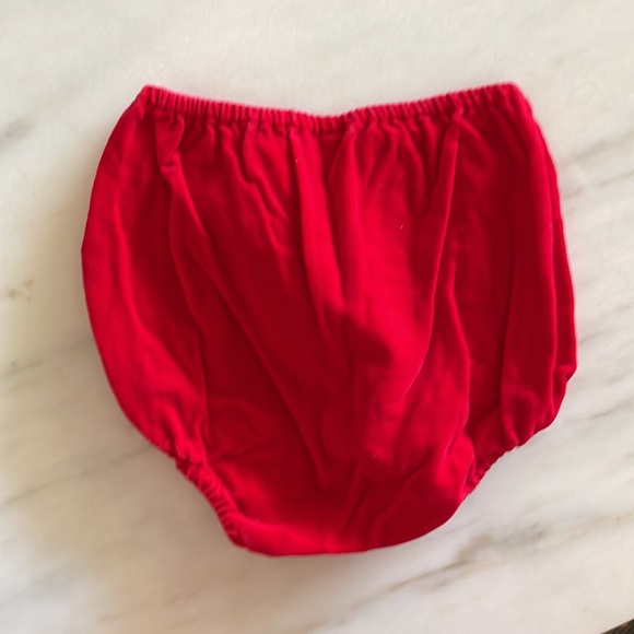 VINTAGE HEIR CRAFT Girl's Red Velvet Short Sleeve Smocked Dress Bloomers 6 Mo - Picture 6 of 8